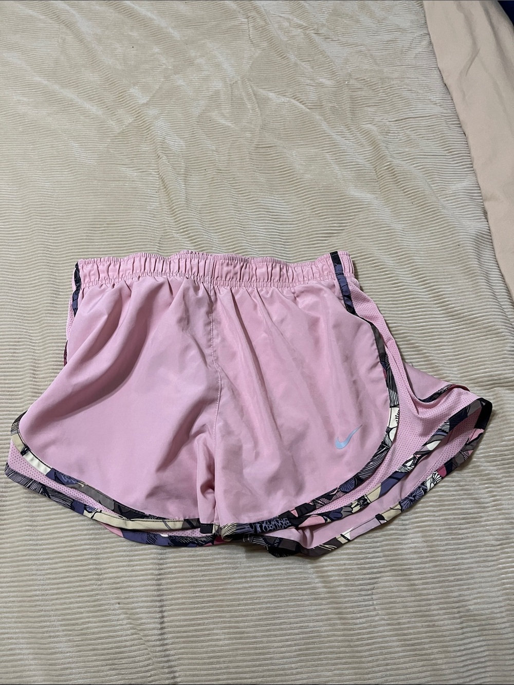 Nike Light Pink Women's Athletic Shorts with Patterned Trim